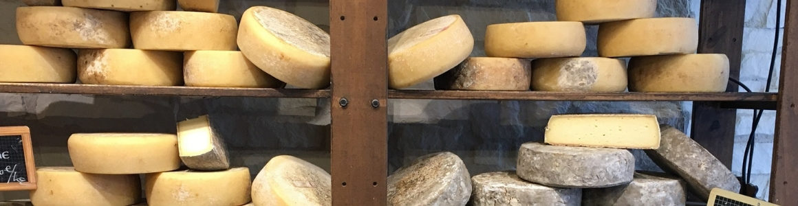 HART - Wheel cheeses on shelves.