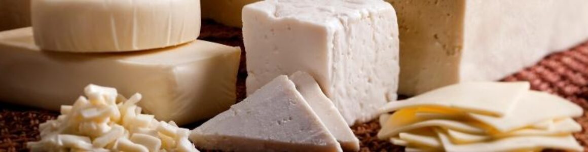 An assortment of aged white cheddar cheese.