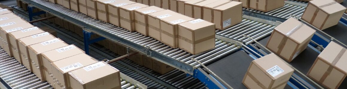 Packaging Boxes on Industrial Conveyors.