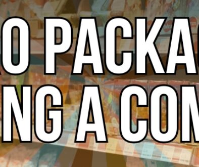 Candy aisle in a grocery store with retro stripes over it and the words "Retro Packaging Is Making A Comeback".
