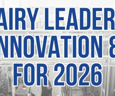Banner image with the text “How Dairy Leadership Is Driving Innovation and Growth for 2026” placed over a background of stainless steel dairy processing equipment.