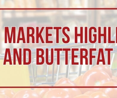 Shifting Dairy Markets Highlight Changing Protein and Butterfat Demand” over a blurred grocery store dairy aisle background.