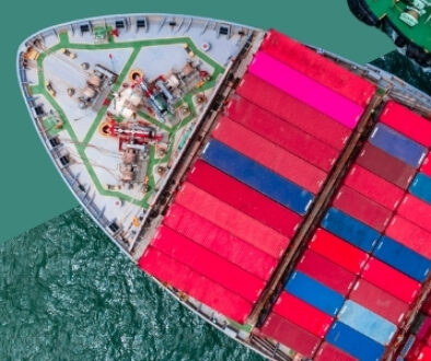 Cargo ship with a header reading "US Dairy Exports Near Record High"