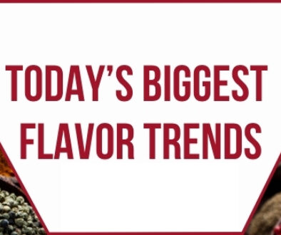 Various spices and dried fruits with the heading "Today's Biggest Flavor Trends"