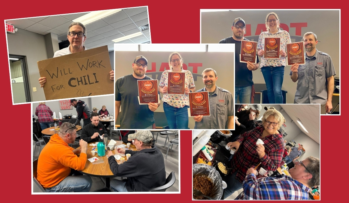 HART Design & Manufacturing team members participate in the first annual Kurt Metzler Memorial Chili Cook-Off, enjoying chili tasting, friendly competition, and an awards presentation recognizing the top entries.