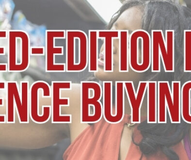 A shopper reaching toward products on a grocery store shelf with the headline, “How Limited-Edition Packaging Can Influence Buying Behavior.”