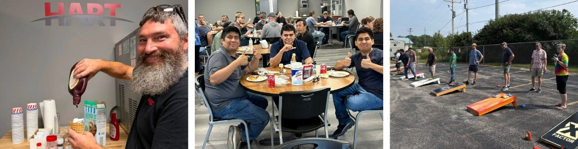 HART Design & Manufacturing employees enjoying ice cream, a company lunch and a cornhole tournament in Green Bay, WI.